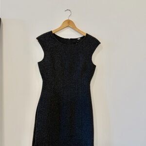 Theory Black Cap Sleeve Midi Dress